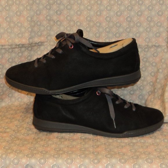 Ecco Women's Size 42 EU (11US) Black Suede Shoes Flats Lace Up - Picture 5 of 11